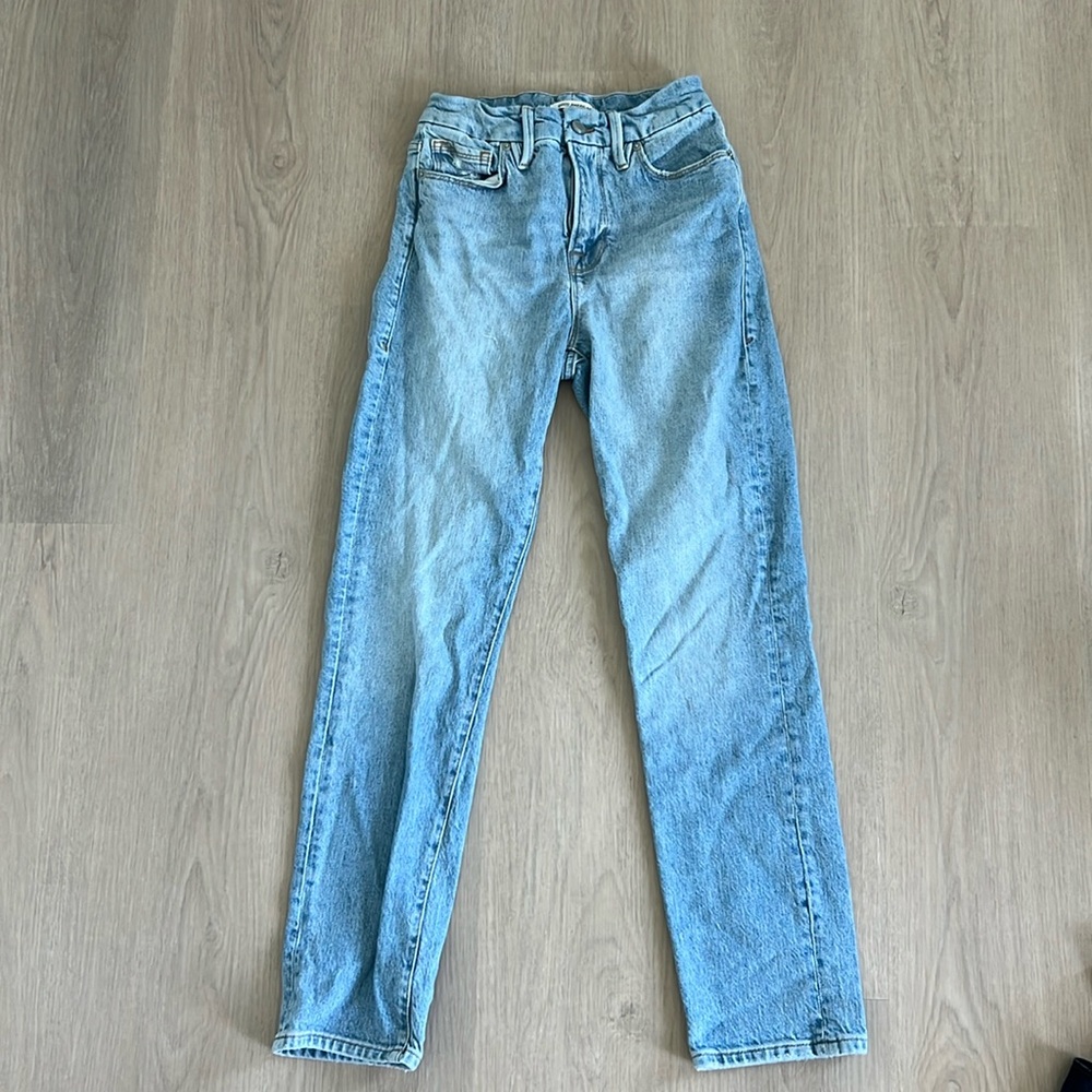 Good American high rise straight jeans